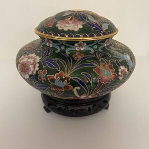 Grande Bonbonnière cloisonnée verte