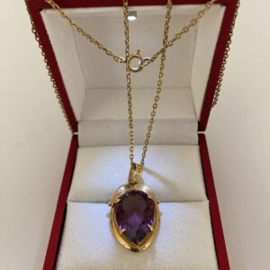 Chaine et pendentif Plaqué - Or Améthyste 4griffes