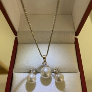 parure en vermeil, chaine, pendentif, boucles d'oreilles