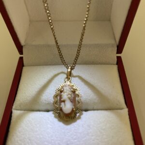 Chaine et pendentif Camey serti et griffé sur Plaqué - Or