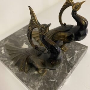 Paire de serre-livres bronze et marbre