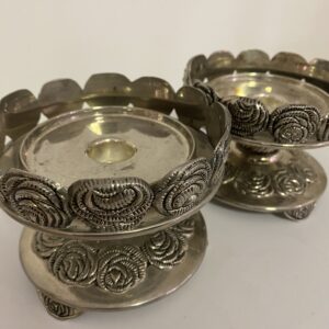 Bougeoirs double Piliers et Tiges métal Argenté