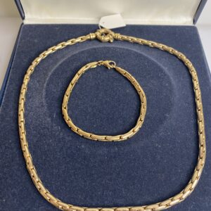 Parure plaqué-Or bracelet et collier Mailles articulées