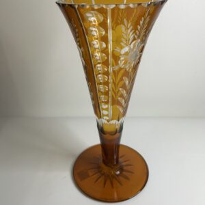 Vase cornet ambré cristal de bohème