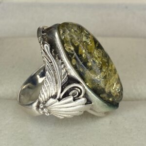 Bague argent et ambre baltique T54